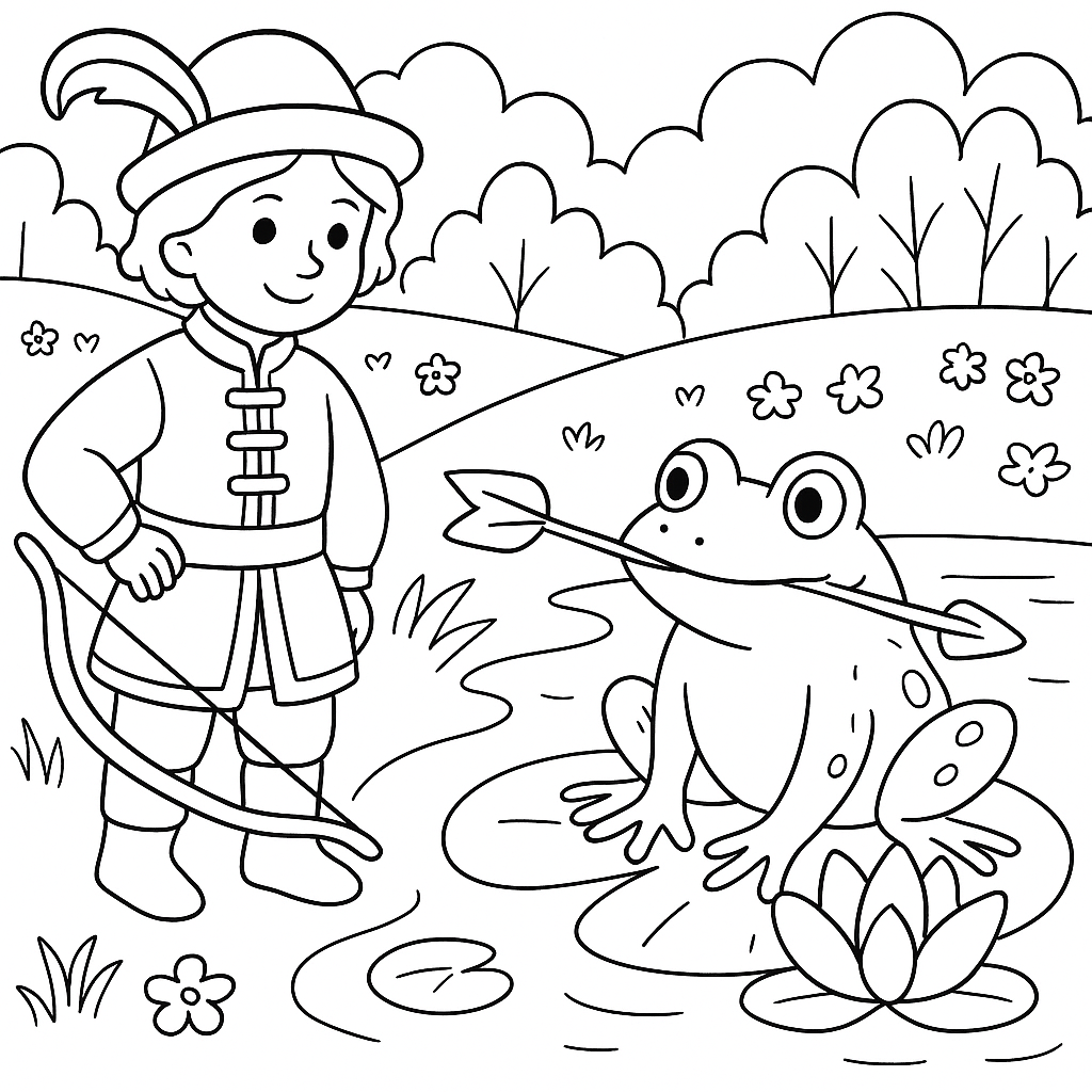 Раскраска по сказке "Иван Царевич и Царевна лягушка"