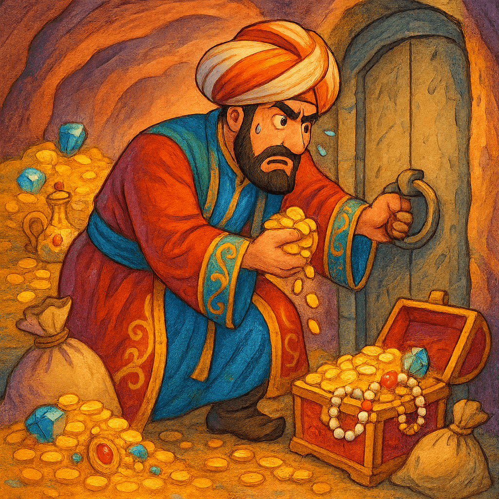 Касим в ловушке в пещере с сокровищами