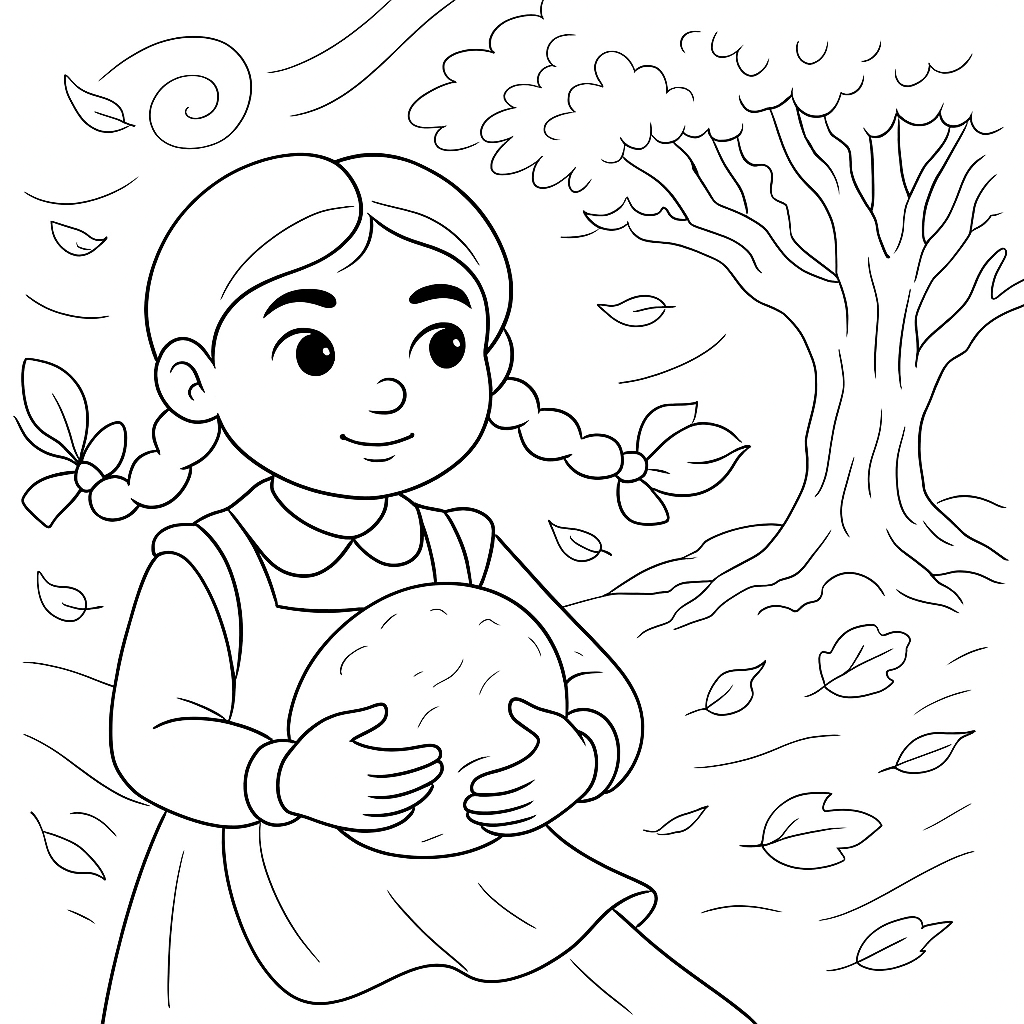 Раскраска по сказке "Девочка с камнем"