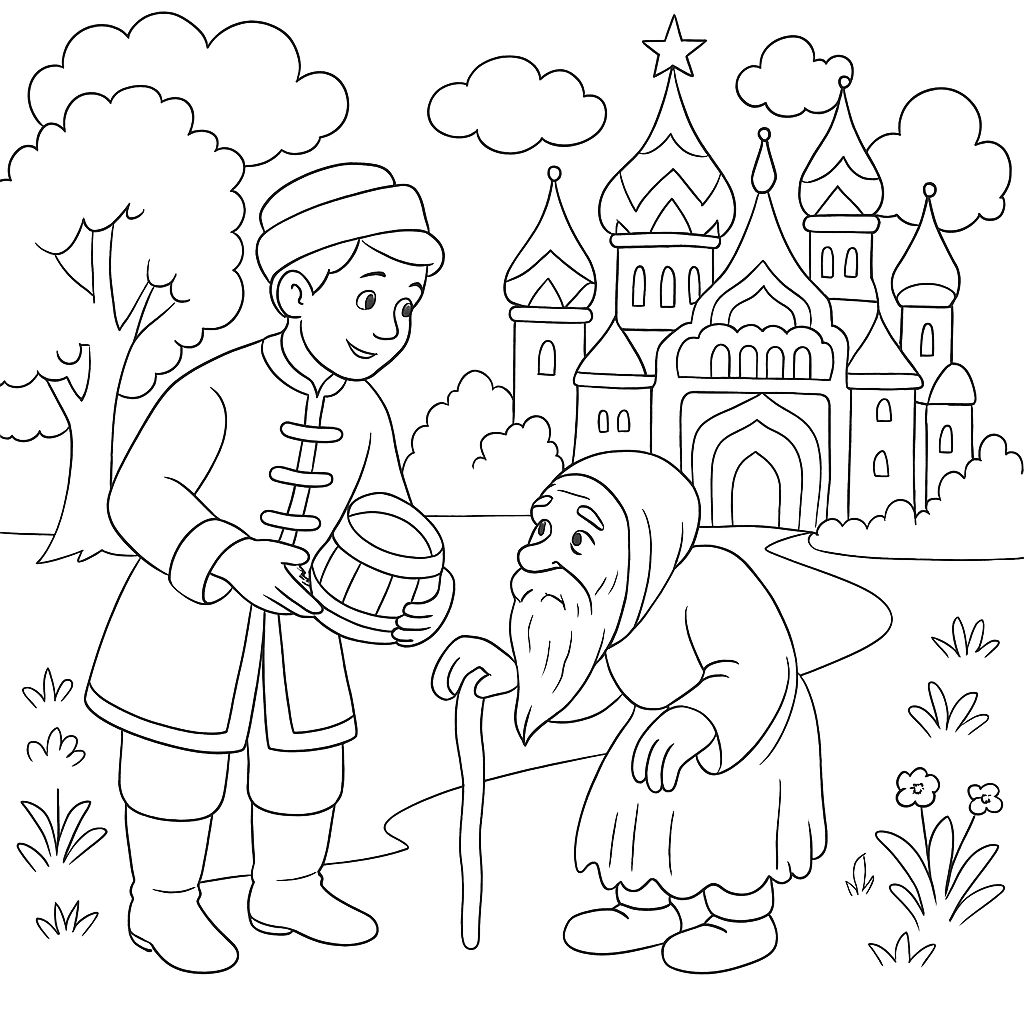 Раскраска по сказке "Царевна-змея"