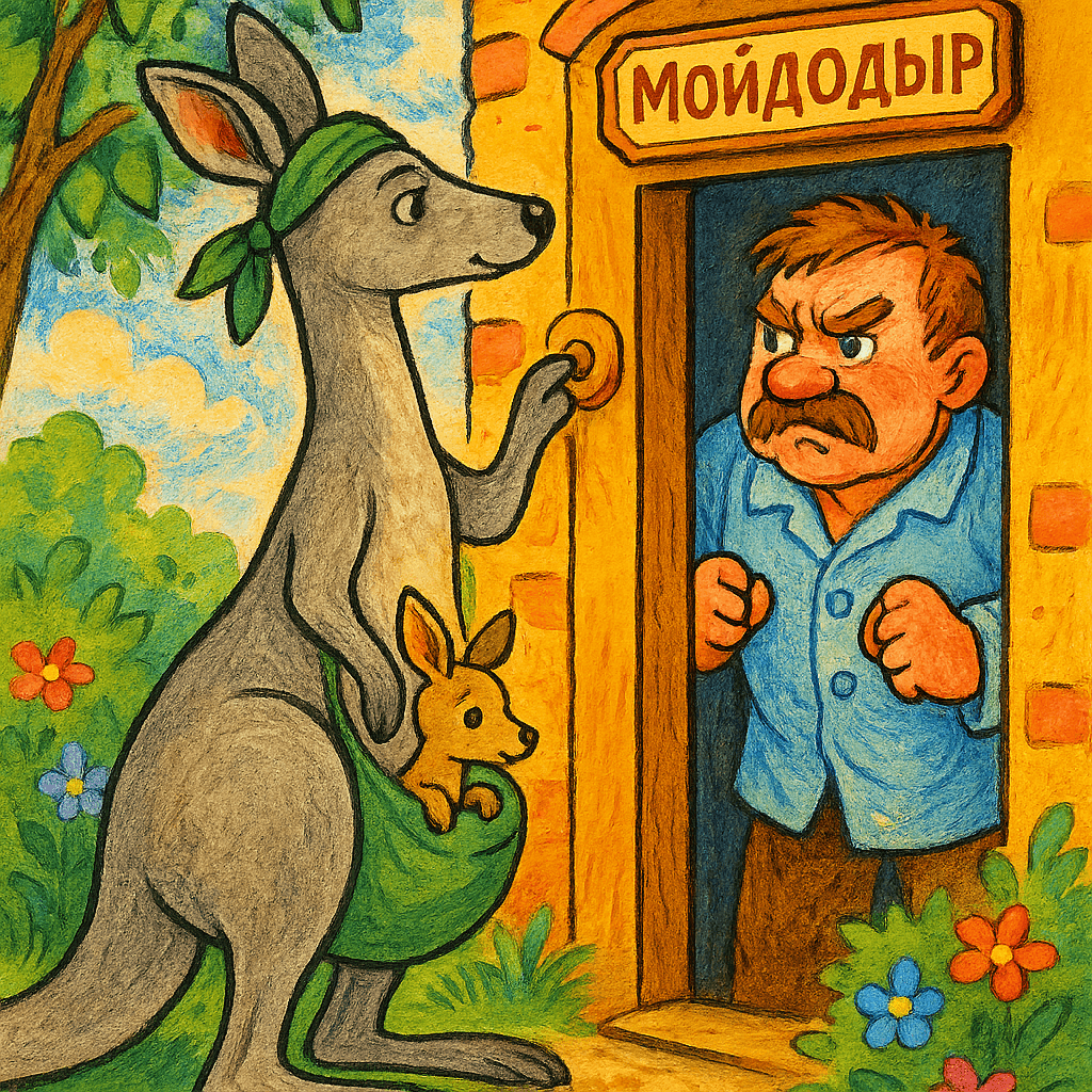 Кенгуру по ошибке звонит рассказчику, спрашивает про Мойдодыра.