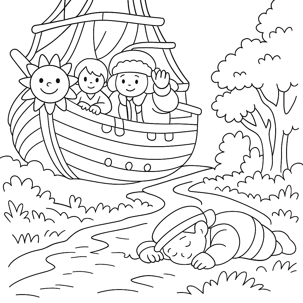 Раскраска по сказке "Летучий корабль"