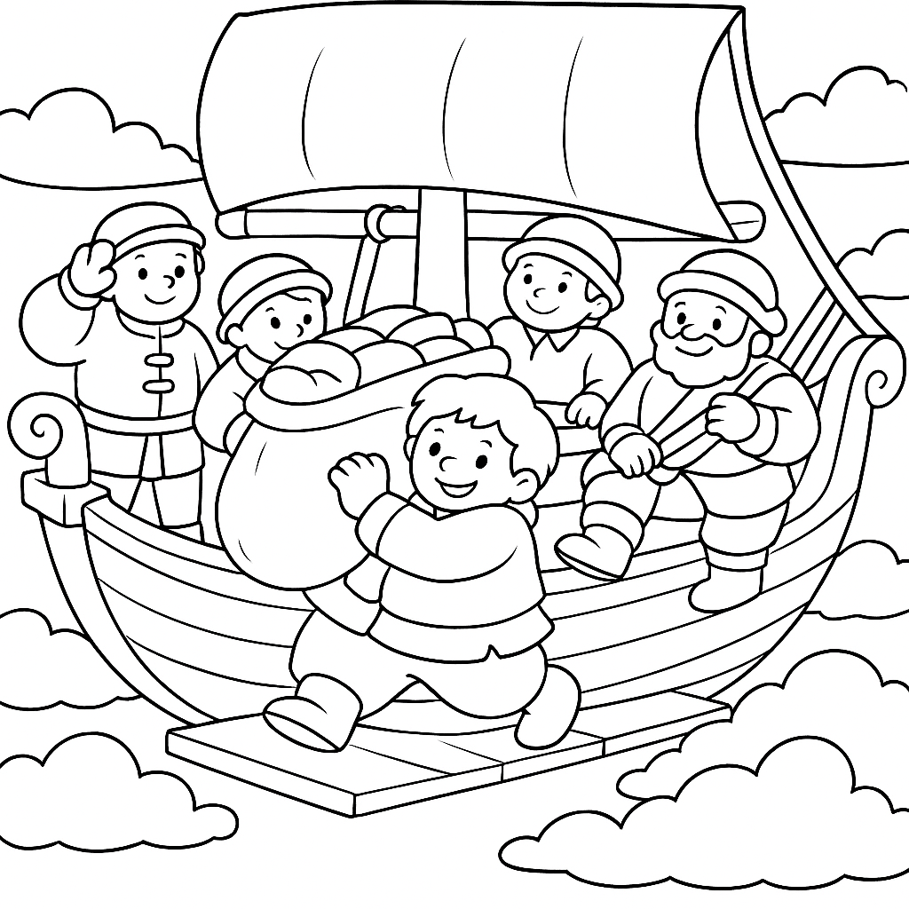 Раскраска по сказке "Летучий корабль"