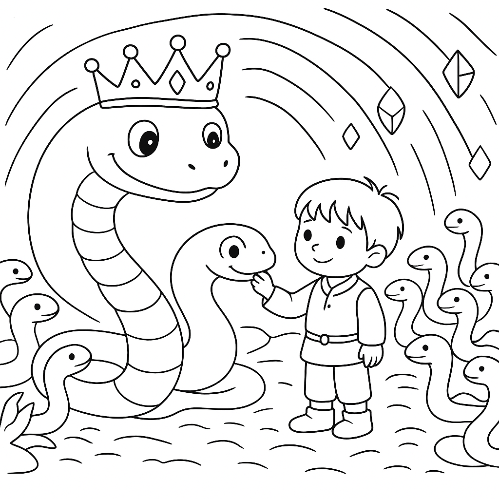 Раскраска по сказке "Змей, кошечка и пес"