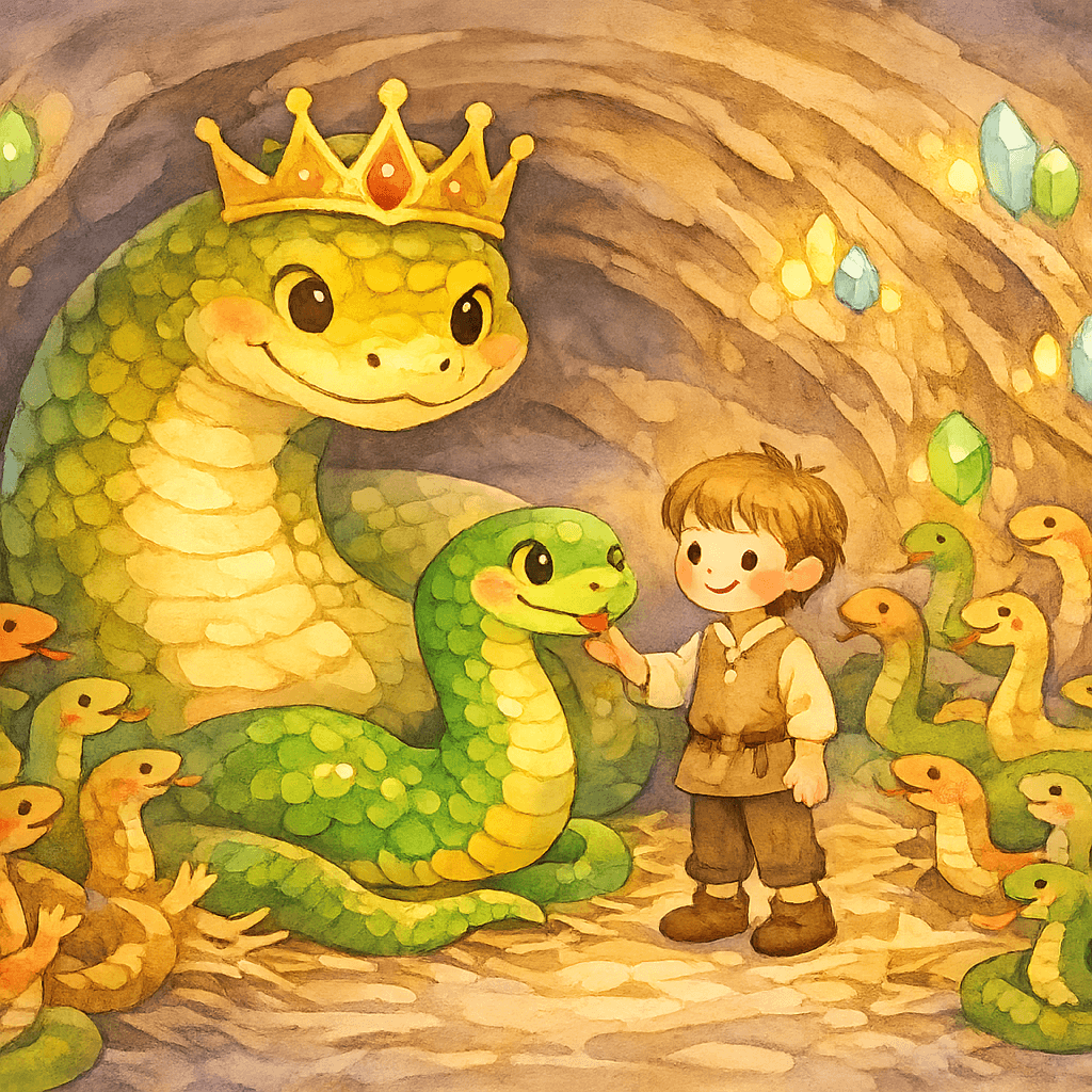 Король змей, сын-змей и Яник в норе для змей