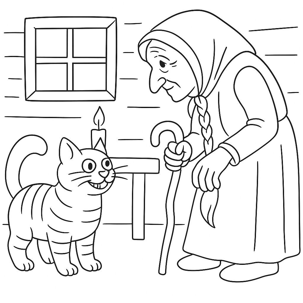 Раскраска по сказке "Кот васька"