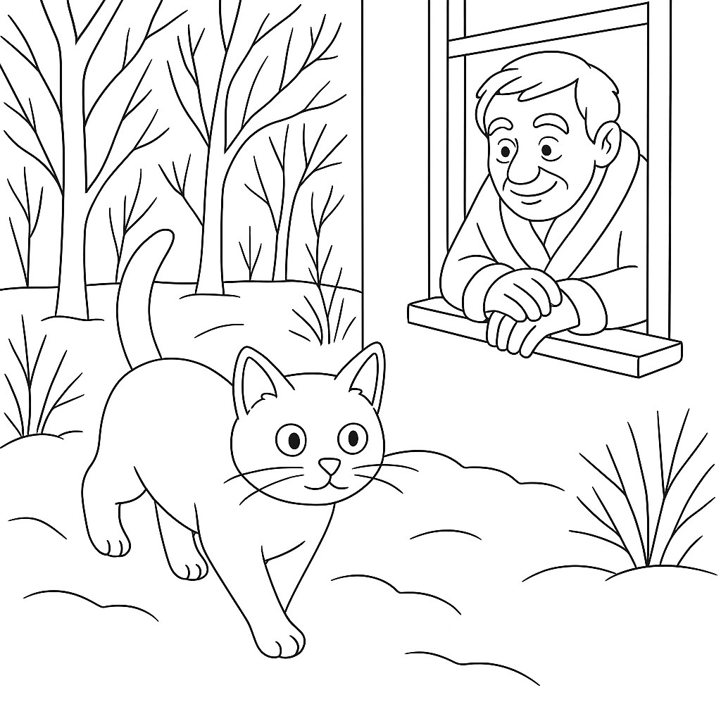 Раскраска по сказке "Кот"