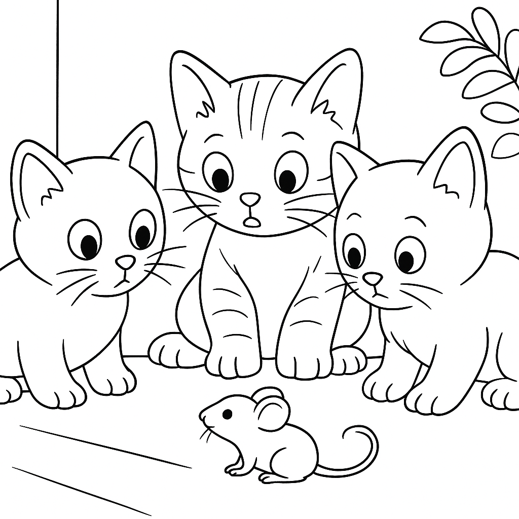 Раскраска по сказке "Три котёнка"