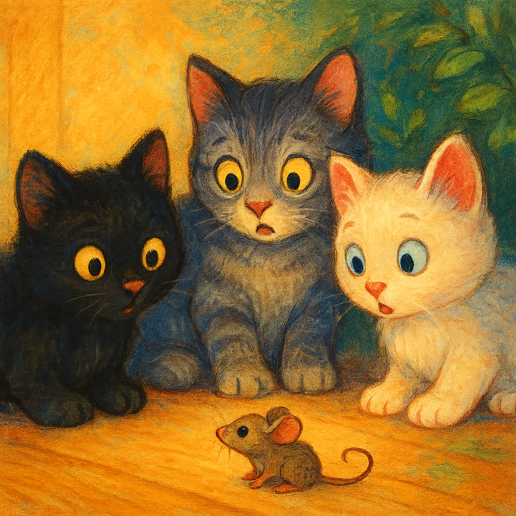 Котята заметили мышь