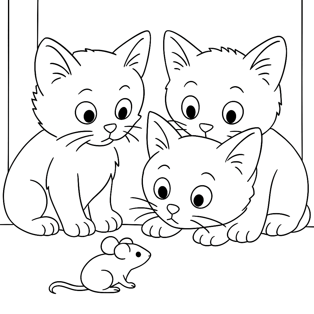 Раскраска по сказке "Три котёнка"