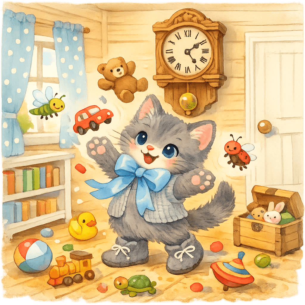 Котёнок устраивает беспорядок в комнате