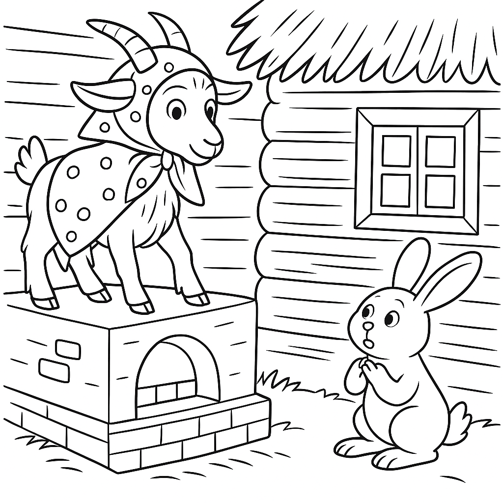 Раскраска по сказке "Коза дереза"