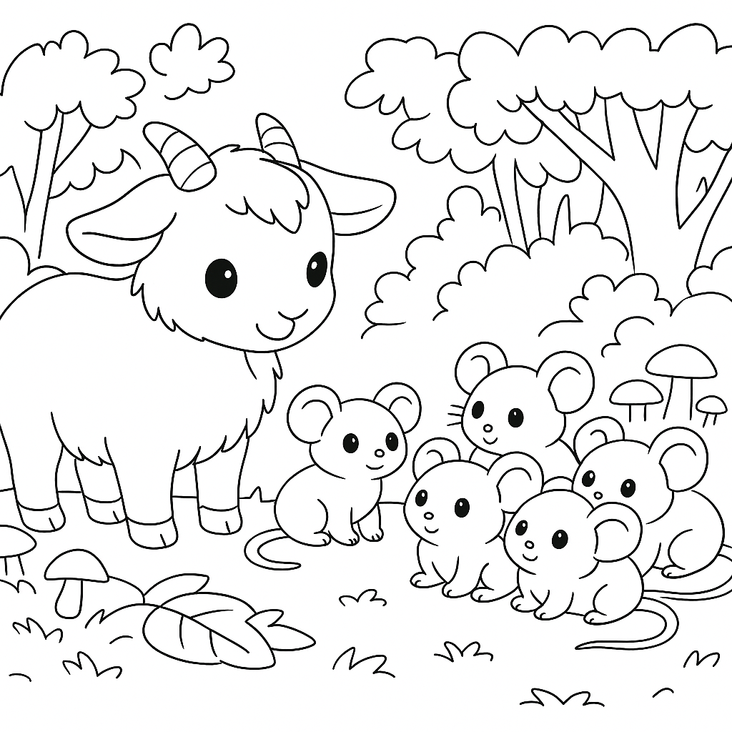 Раскраска по сказке "Коза с колокольчиком"