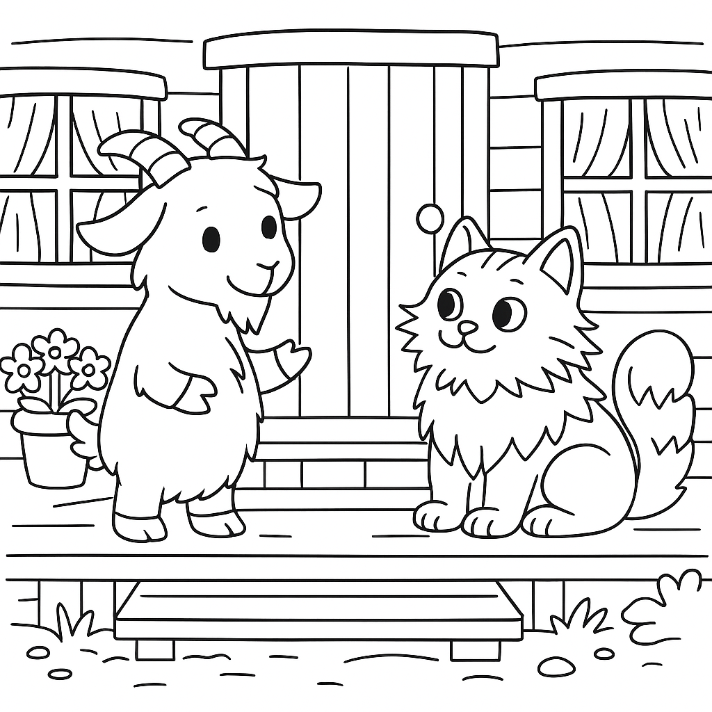 Раскраска по сказке "Коза с колокольчиком"