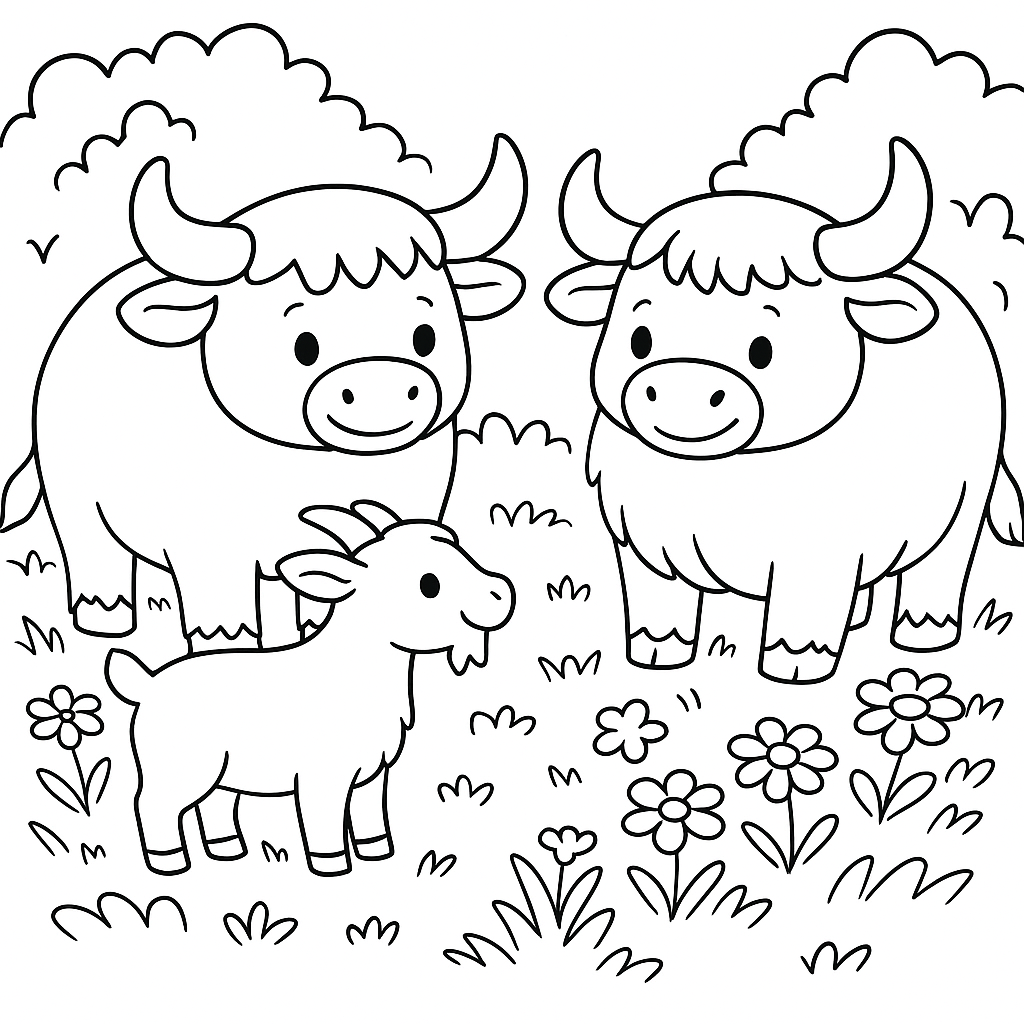 Раскраска по сказке "Коза с колокольчиком"