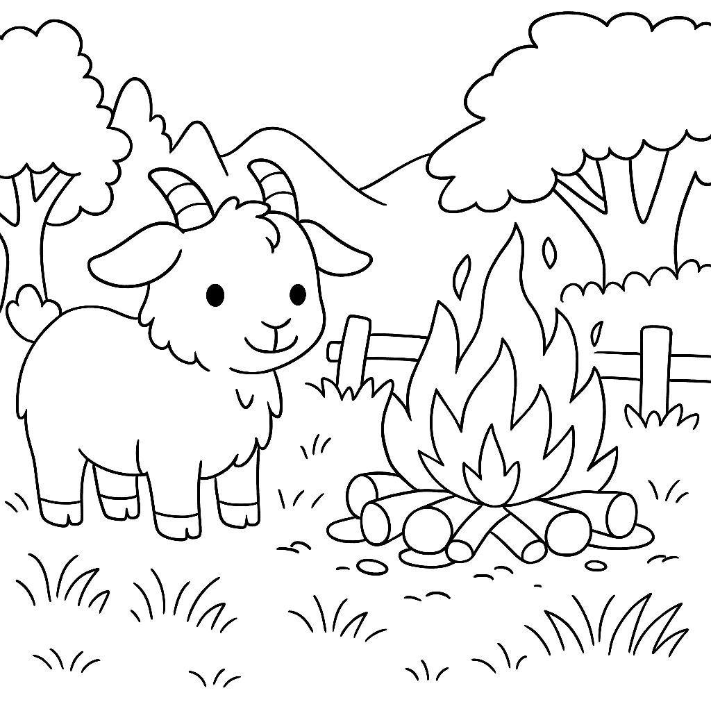 Раскраска по сказке "Коза с колокольчиком"