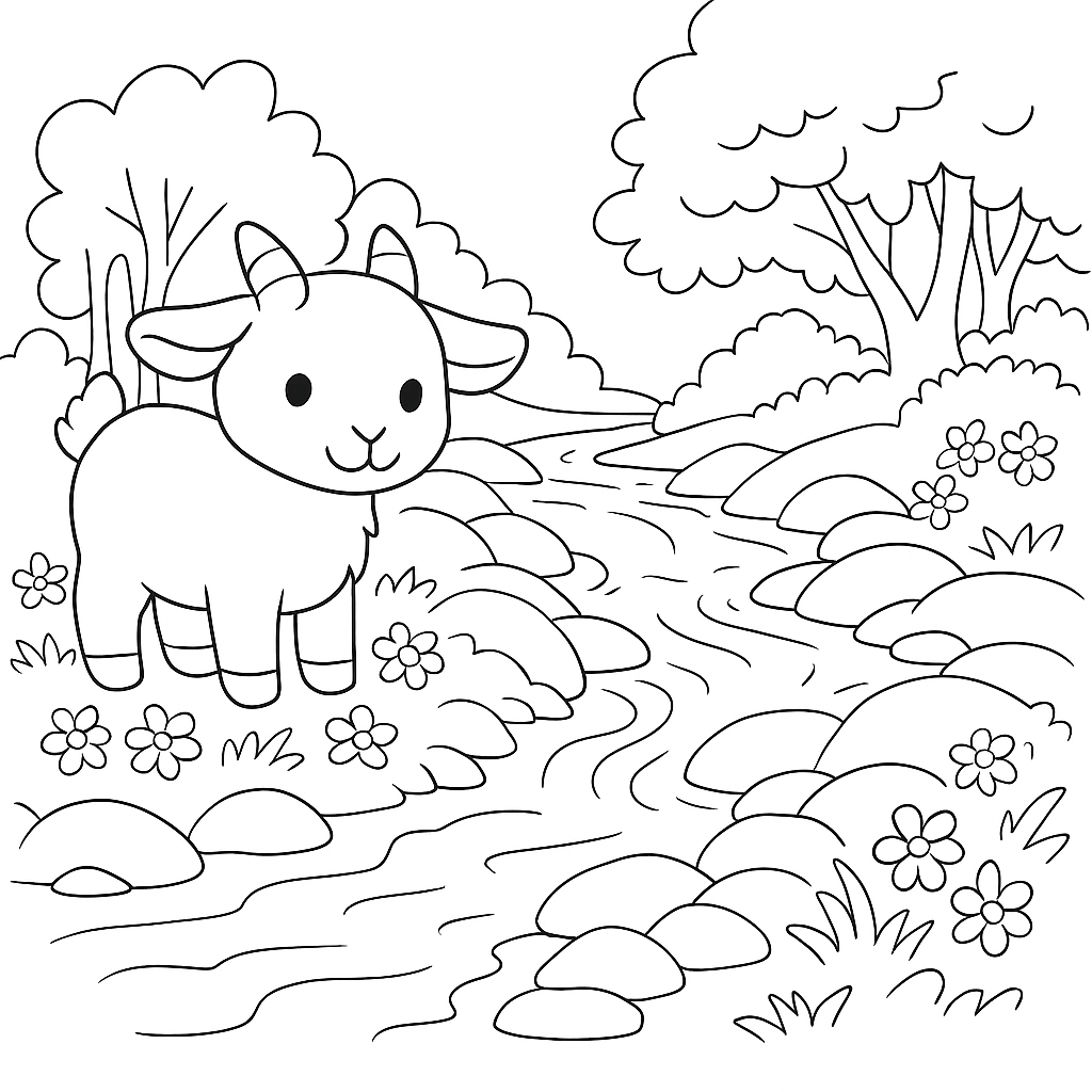 Раскраска по сказке "Коза с колокольчиком"