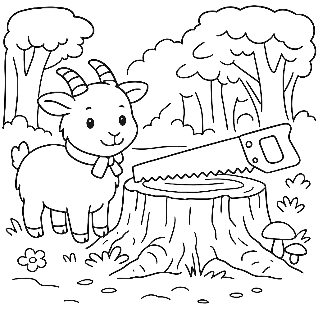 Раскраска по сказке "Коза с колокольчиком"