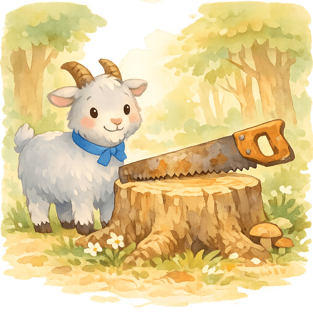 Коза просит помощи у старой пилы