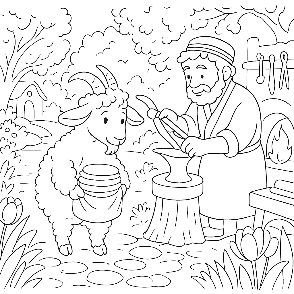 Раскраска по сказке "Коза с кудрявыми ножками"
