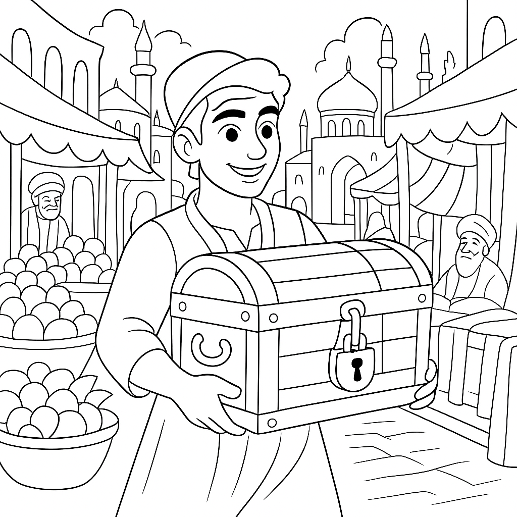 Раскраска по сказке "Красавец водонос"