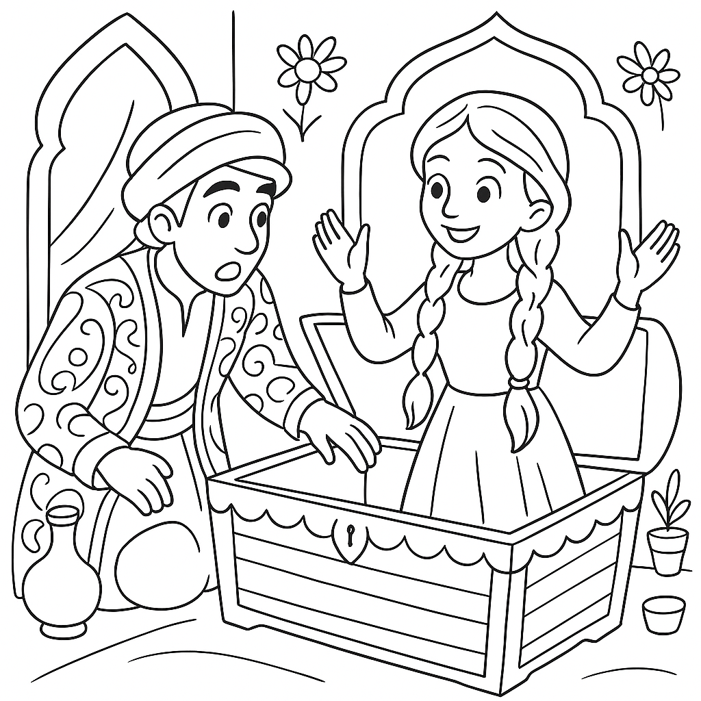 Раскраска по сказке "Красавец водонос"