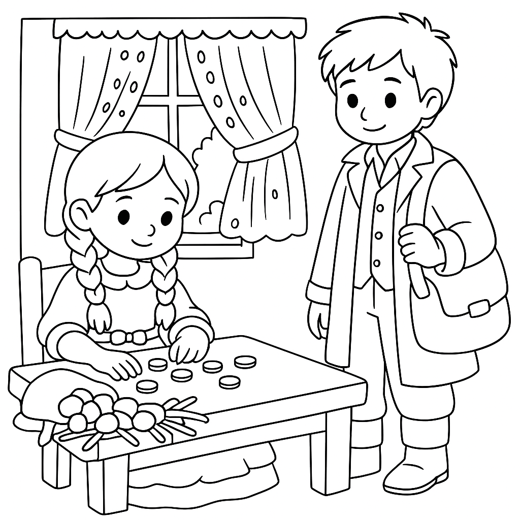 Раскраска по сказке "Красавица катринелье и пиф паф польтри"