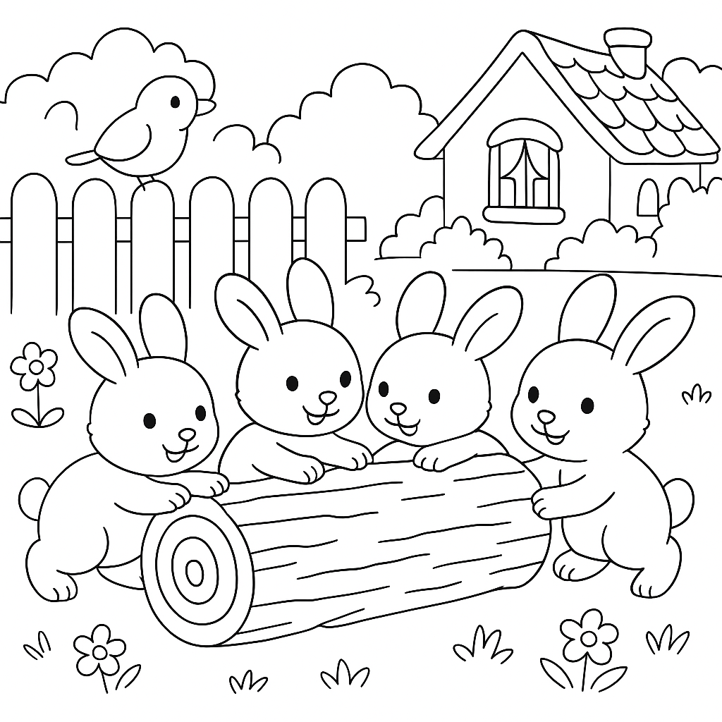 Раскраска по сказке "Сказка про маленьких крольчат"