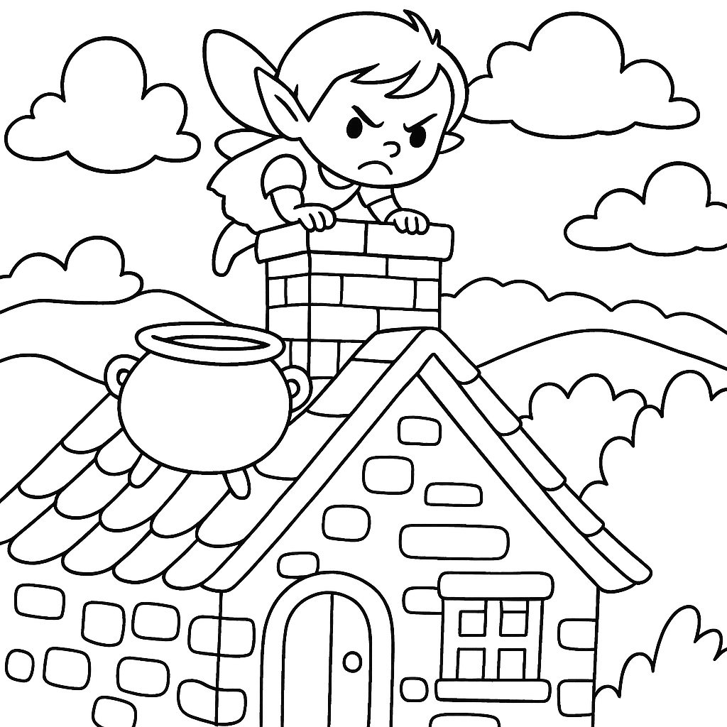 Раскраска по сказке "Фея и котел"