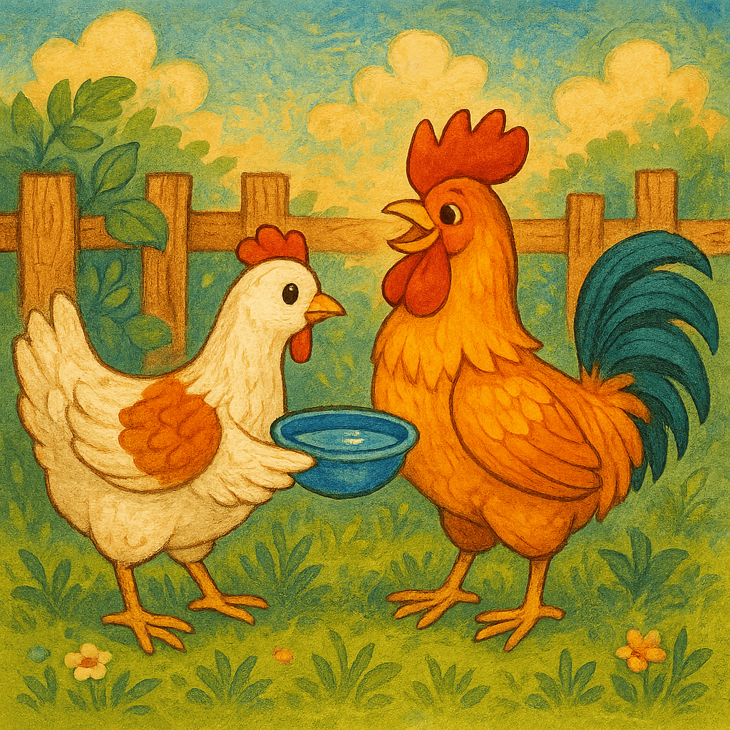 Курочка принесла воду петушку, петушок выздоровел