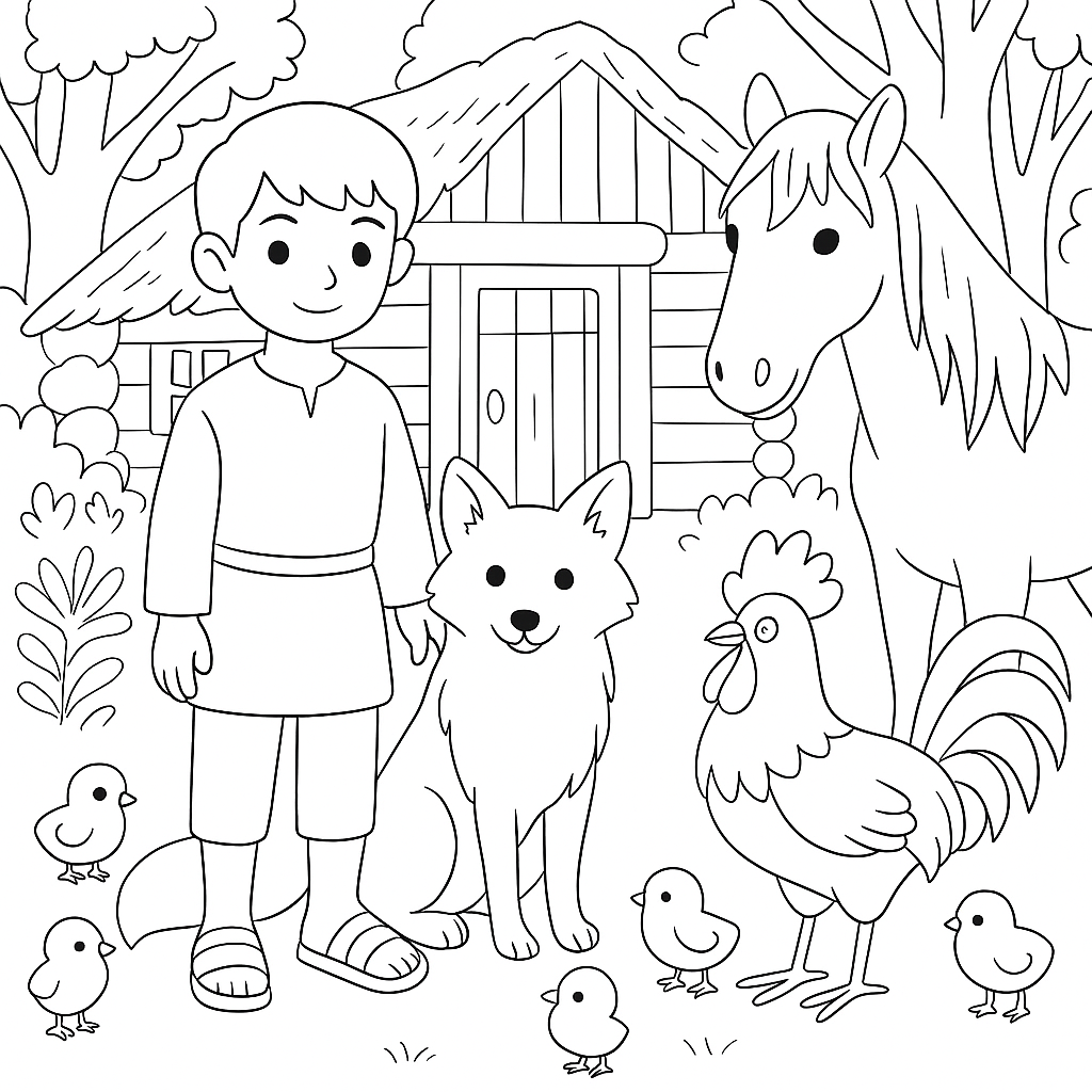 Раскраски: Кузьма и лис