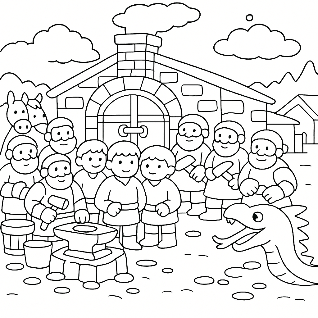 Раскраска по сказке "Иван - крестьянский сын и чудо-юдо"