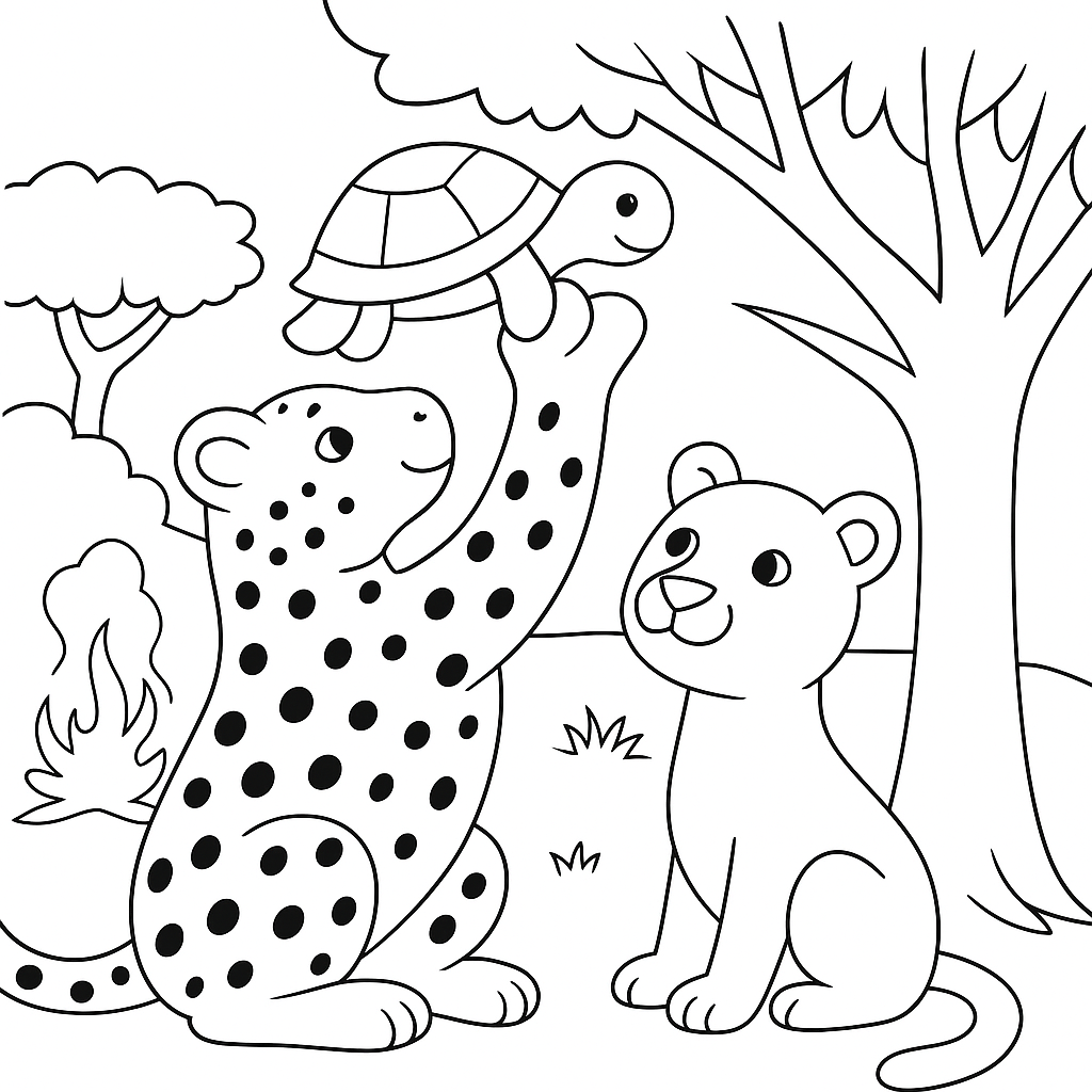Раскраска по сказке "Гиена и черепаха"