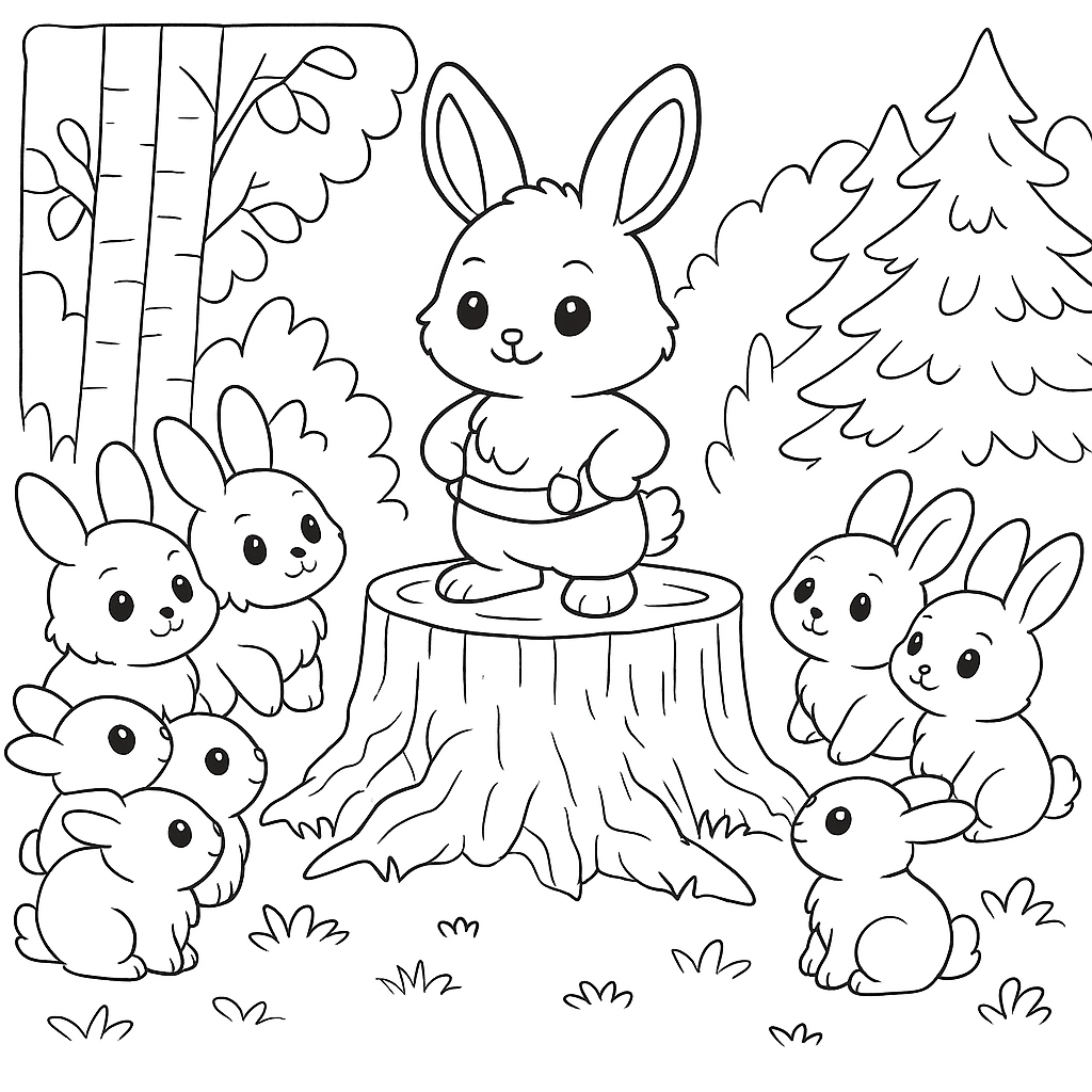 Раскраска по сказке "Сказка про храброго зайца-длинные уши, косые глаза, короткий хвост"