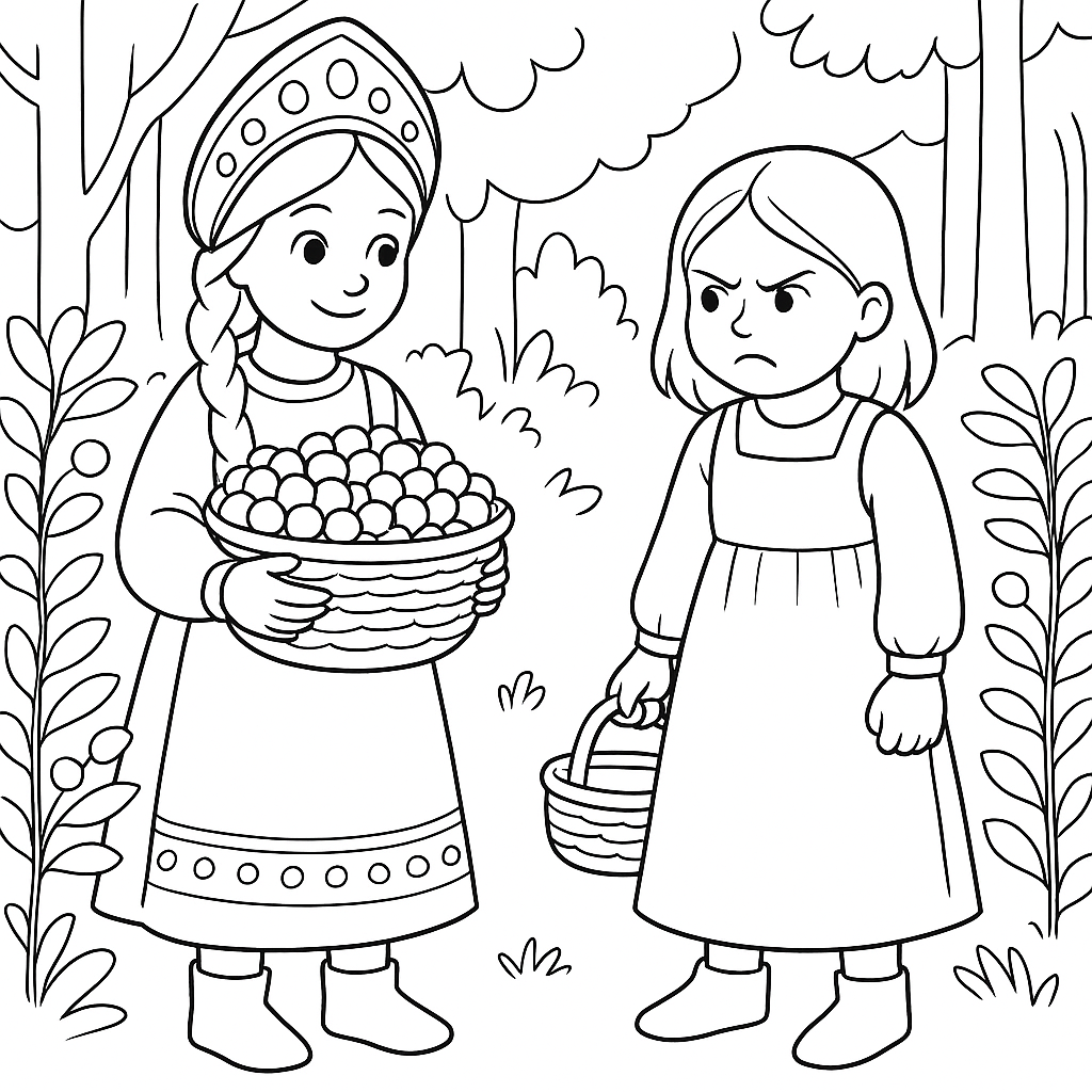 Раскраска по сказке "Волшебная дудочка"