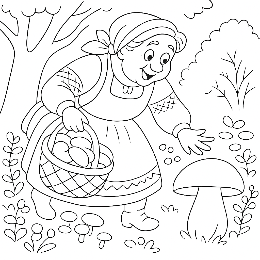 Раскраска по сказке "Война грибов с ягодами"