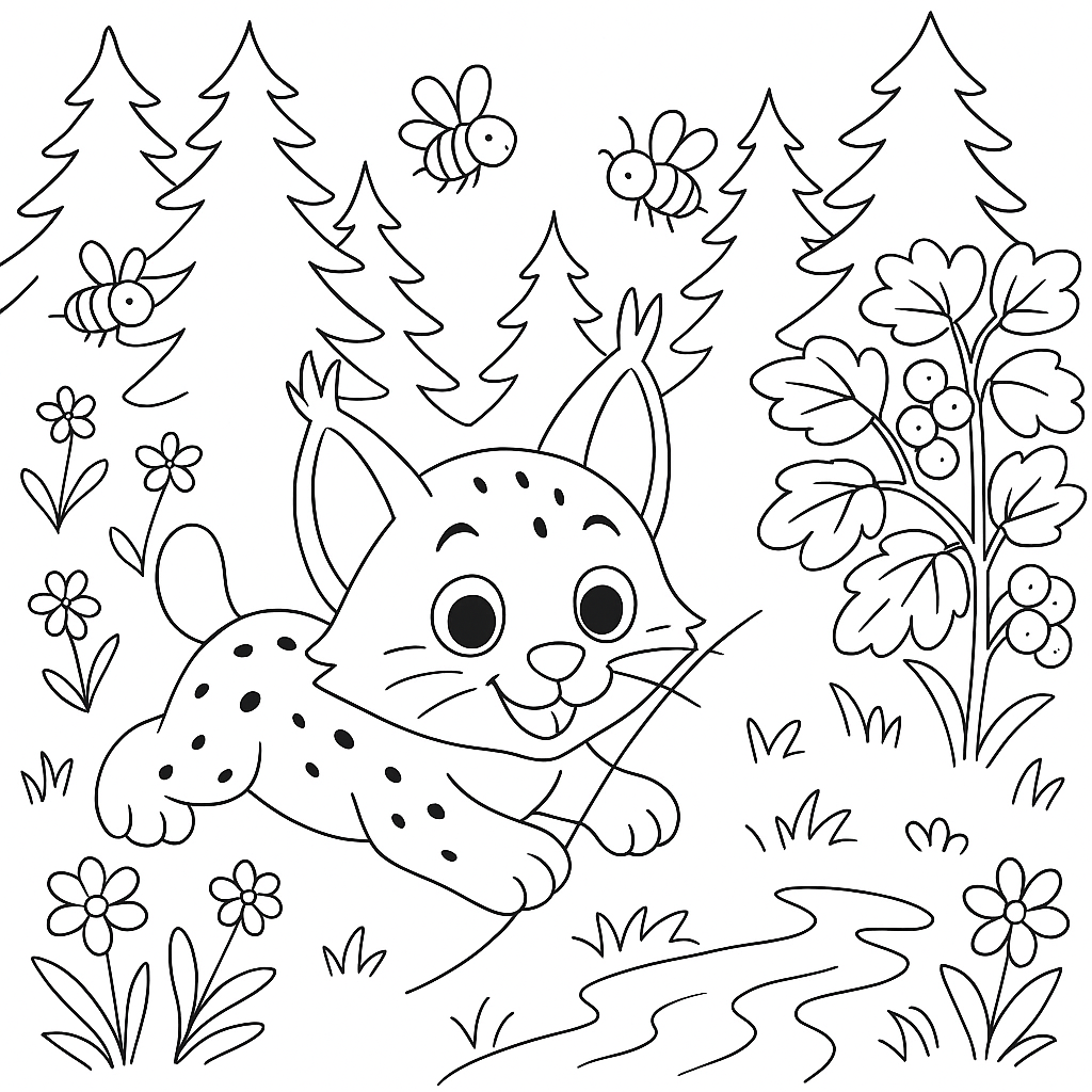 Раскраска по сказке "Лесной котенок"