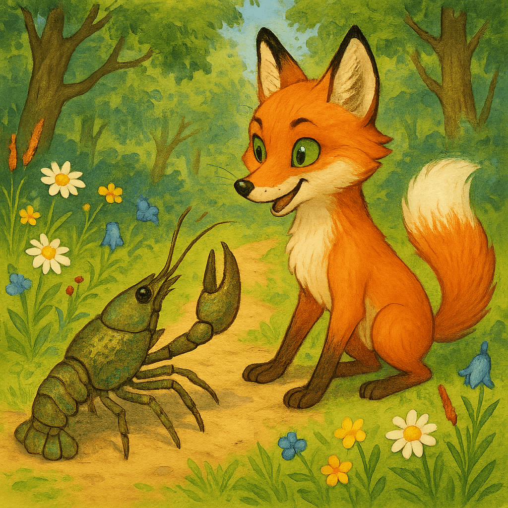 Лиса и рак - сказка