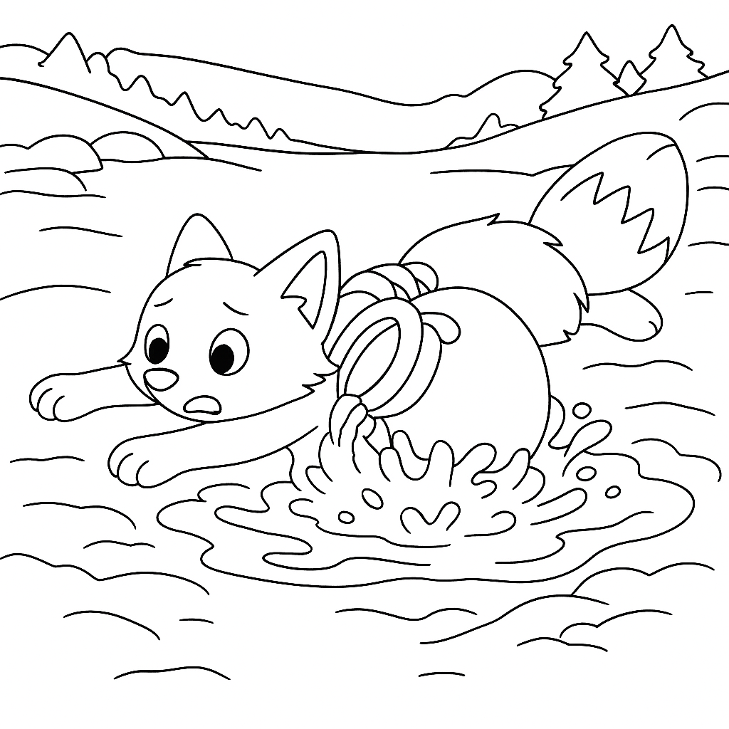 Раскраска по сказке "Лиса и кувшин"