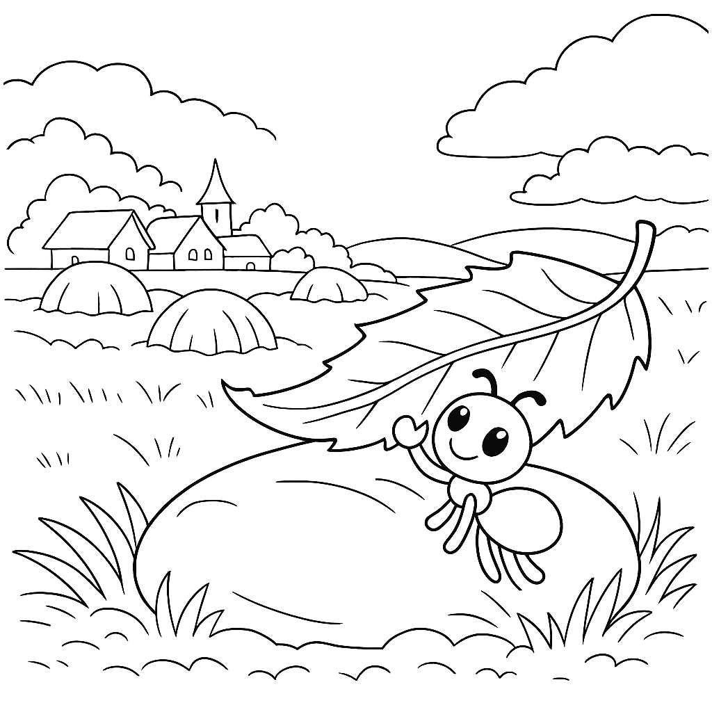 Раскраска по сказке "Как муравьишка домой спешил"