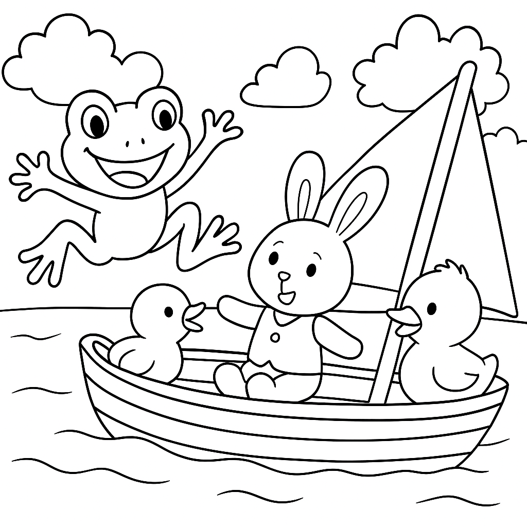 Раскраска по сказке "Зайкин кораблик"
