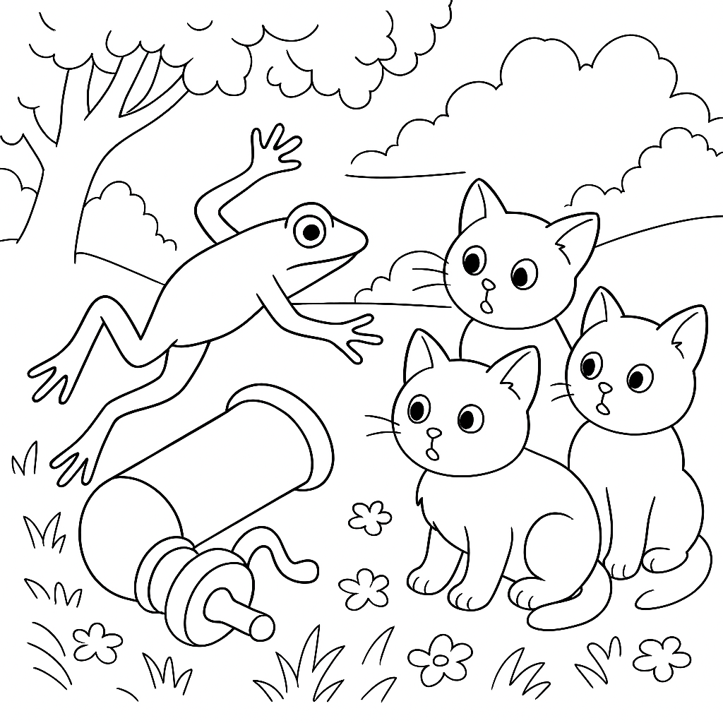 Раскраска по сказке "Три котёнка"