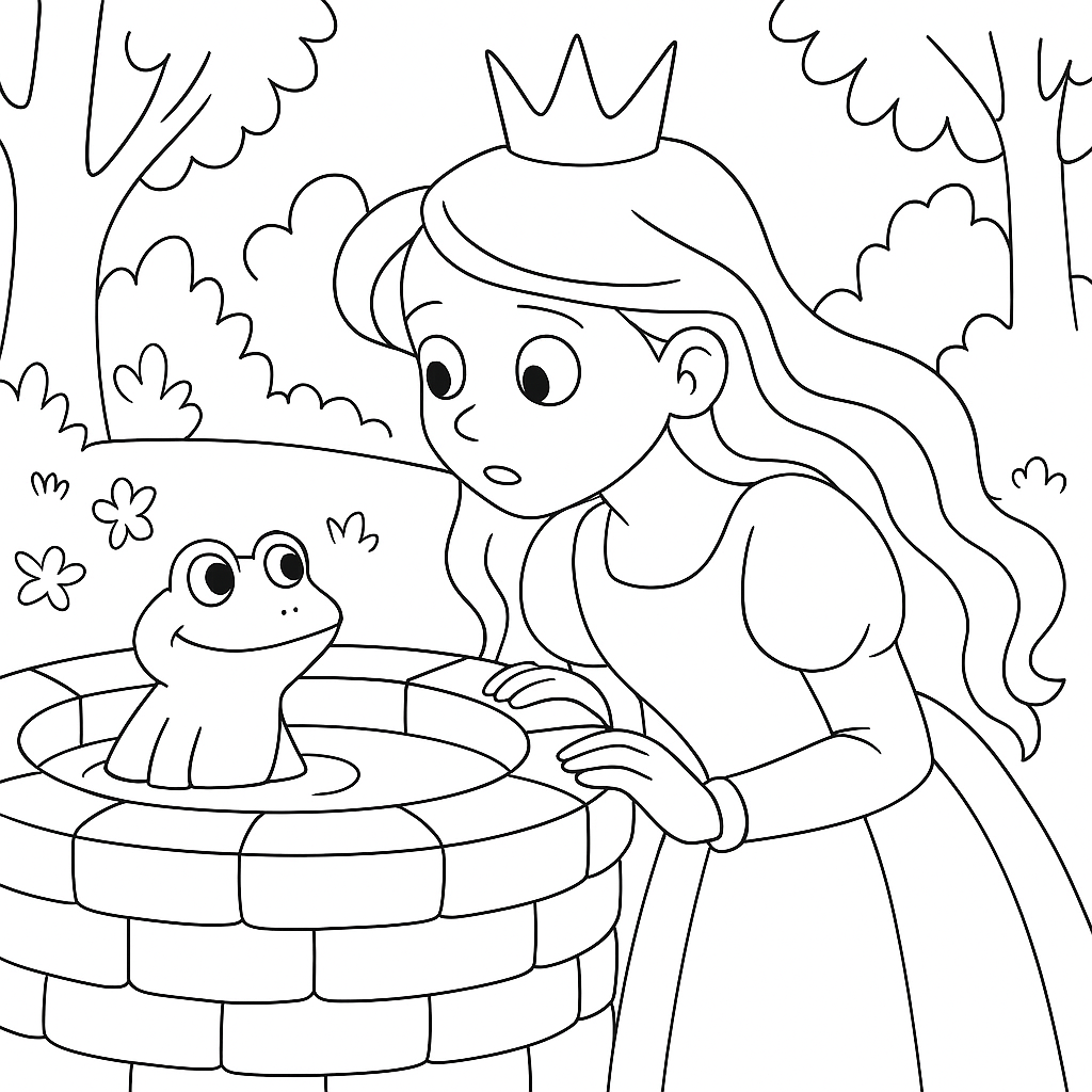Раскраска по сказке "Принцесса и лягушонок"