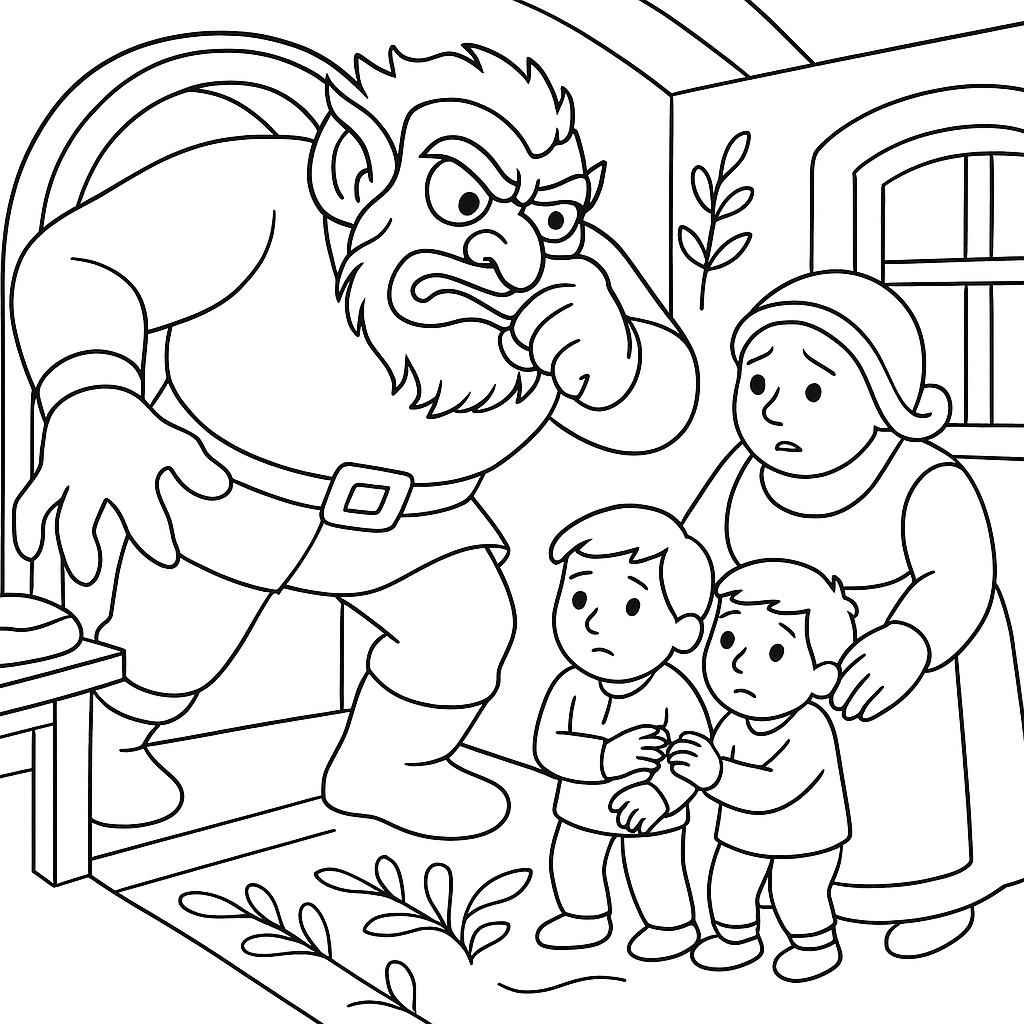 Раскраска по сказке "Мальчик-с-пальчик"