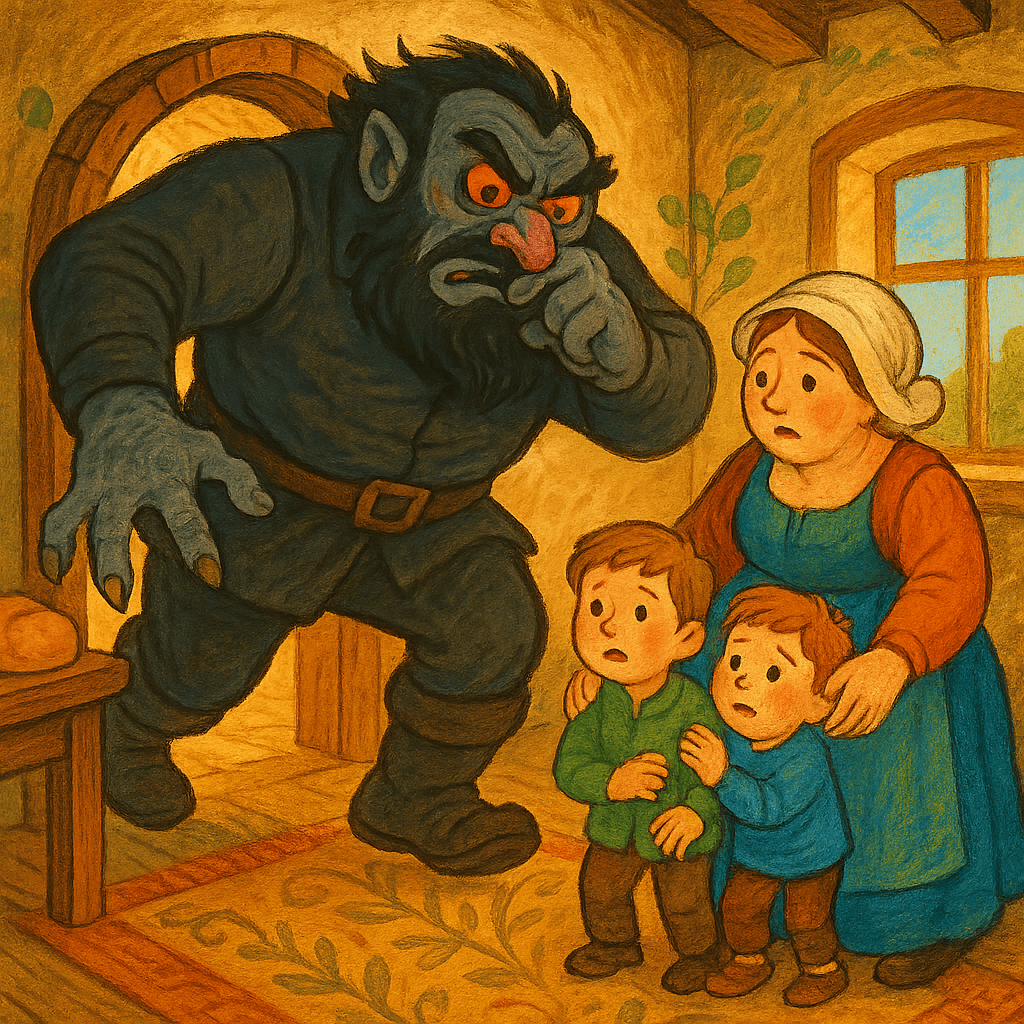 Людоед находит мальчиков, жена его защищает