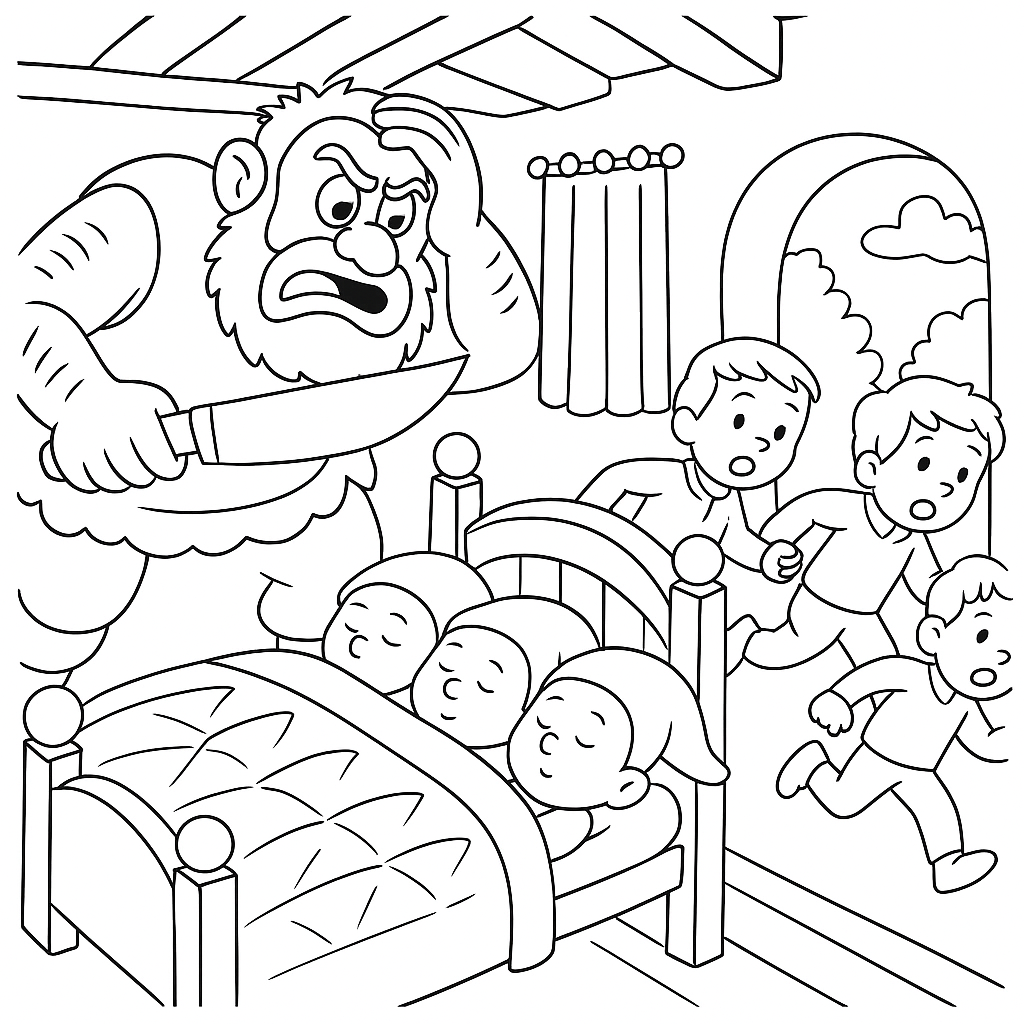 Раскраска по сказке "Мальчик-с-пальчик"