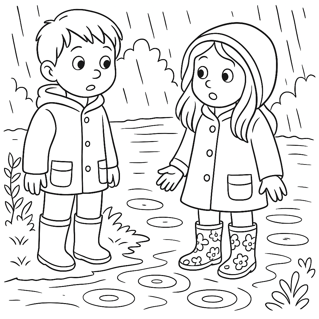 Раскраска по сказке "Какие бывают дожди"