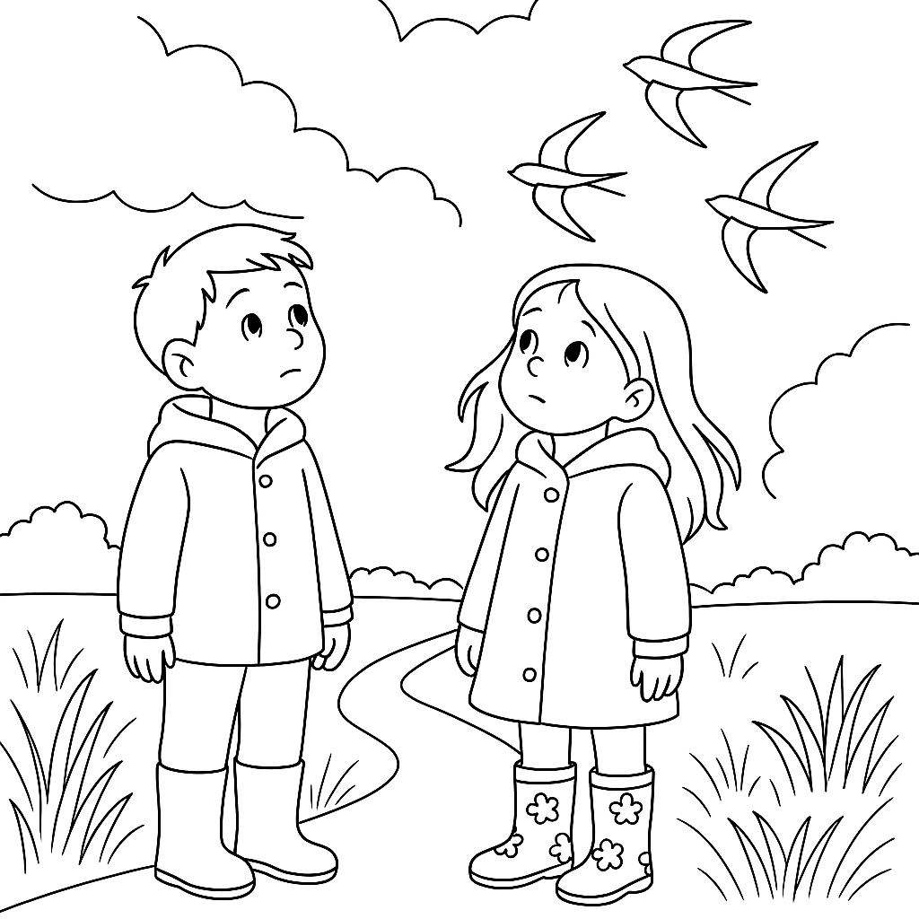 Раскраска по сказке "Какие бывают дожди"