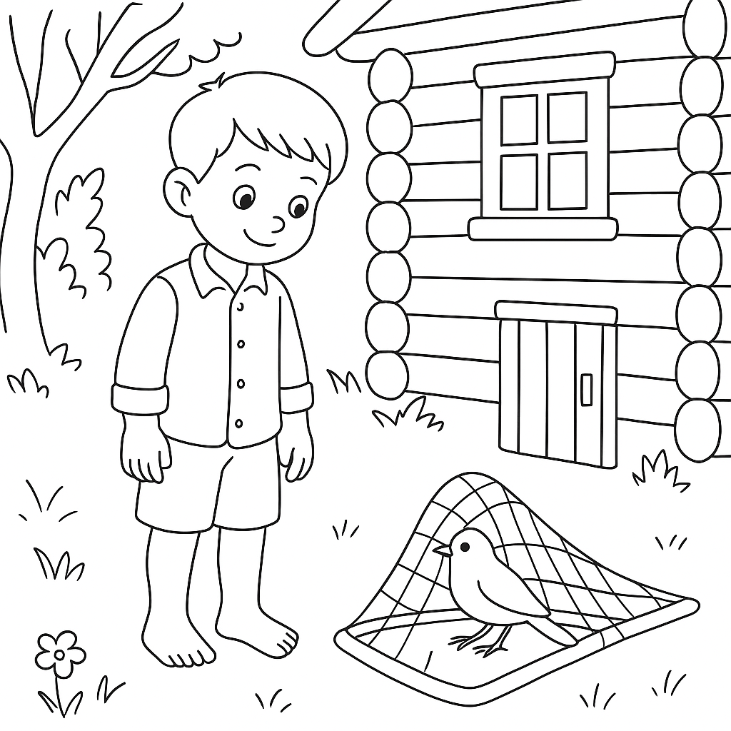 Раскраска по сказке "Птичка"