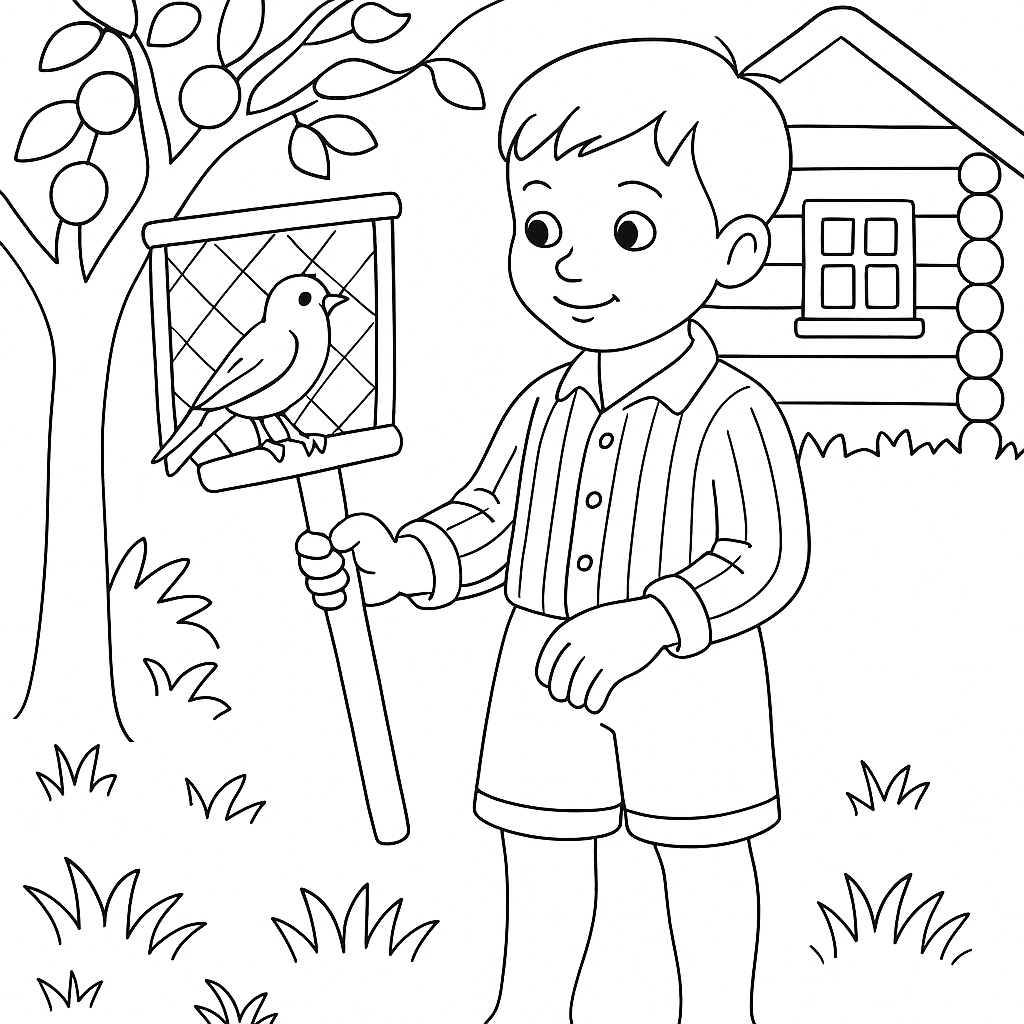 Раскраска по сказке "Птичка"